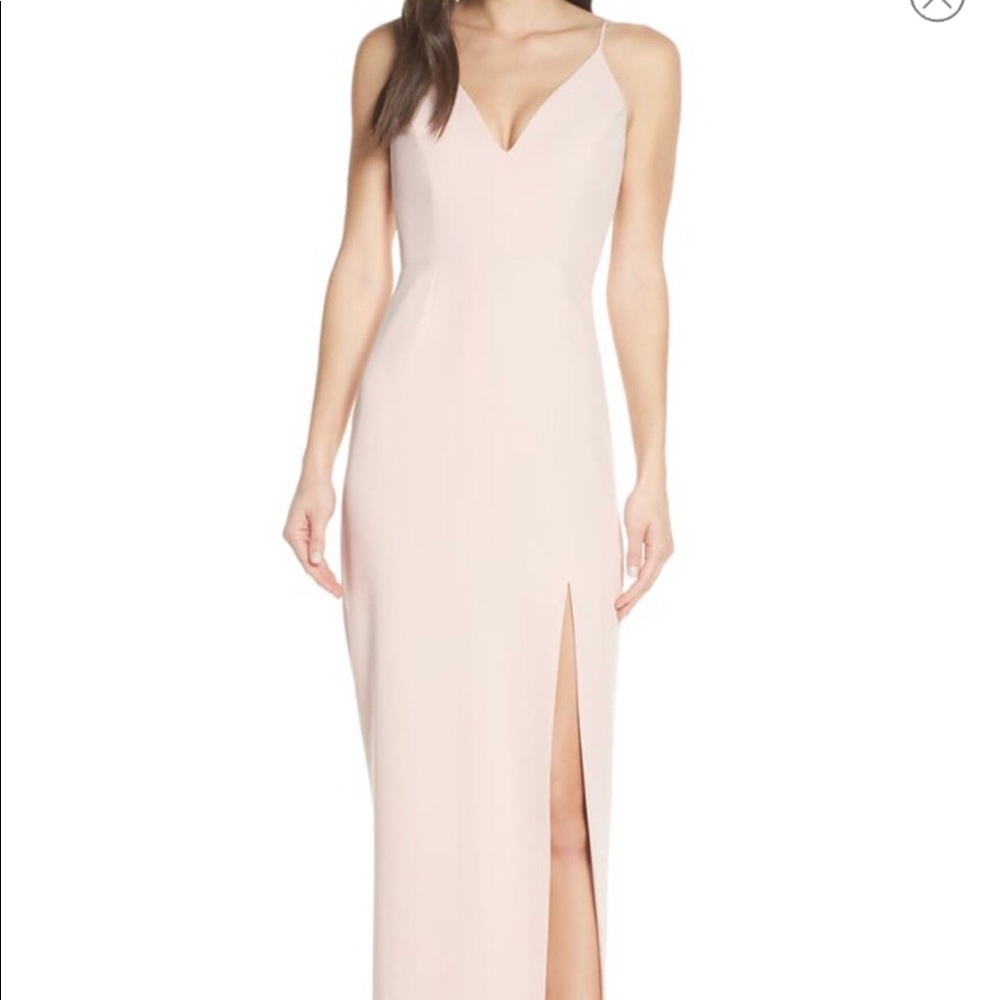 Maisle Scuba Crepe Column Gown by WAYF, pink, XL